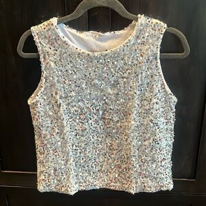Silver & white sequin sleeveless top. Never worn